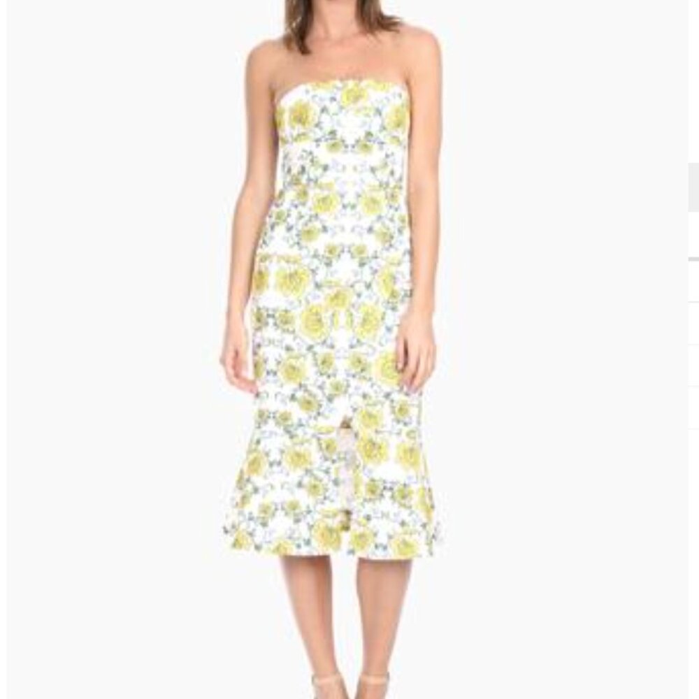 Keepsake Yellow Pink Floral Midi Dress